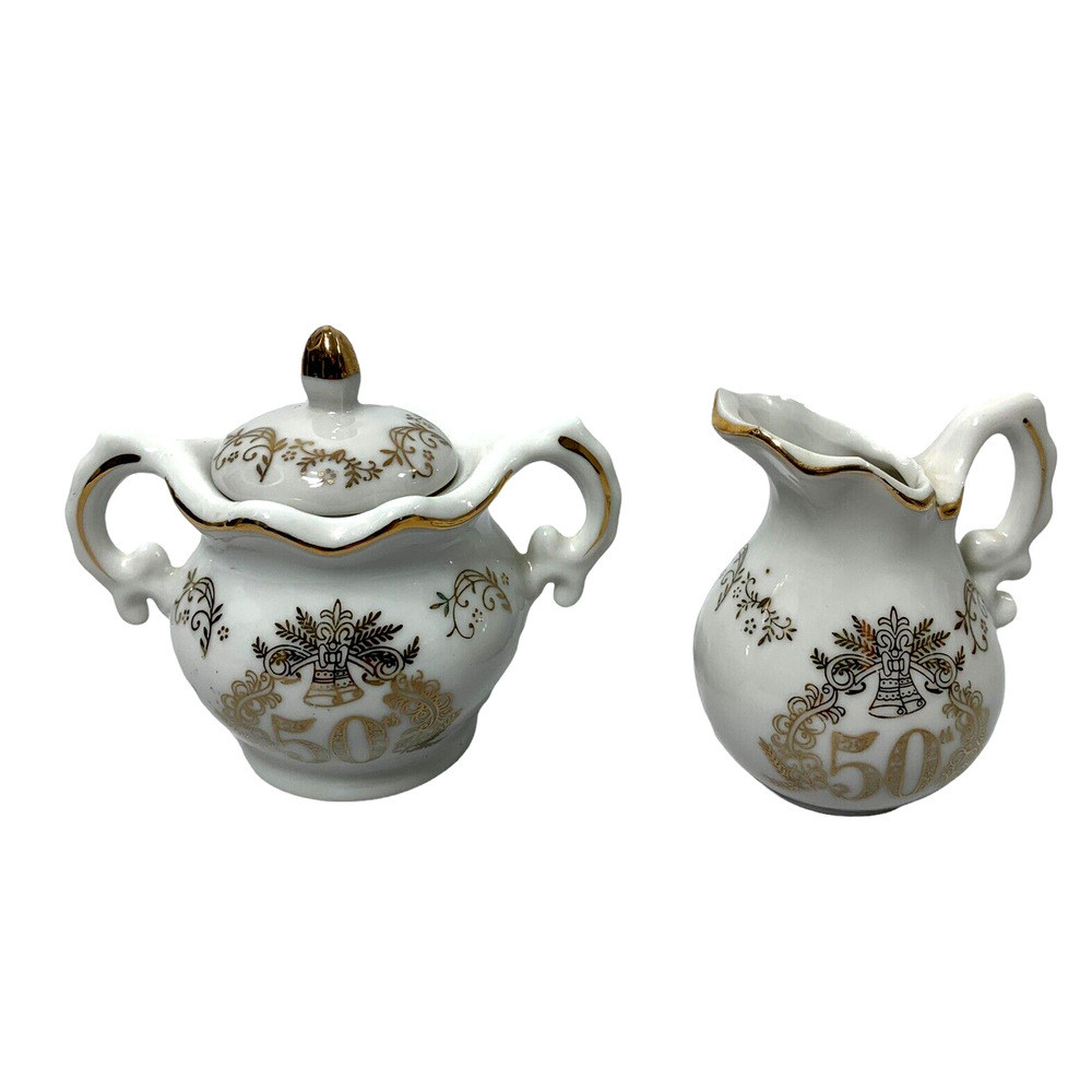 Norcrest Chatillon 50th Anniversary Small‎ Sugar Bowl & Creamer Unmarked